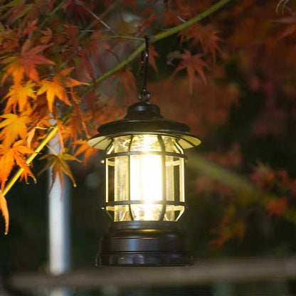 Vintage LED Camping Lantern Portable Retro Outdoor Hanging Lantern with Magnetic Base