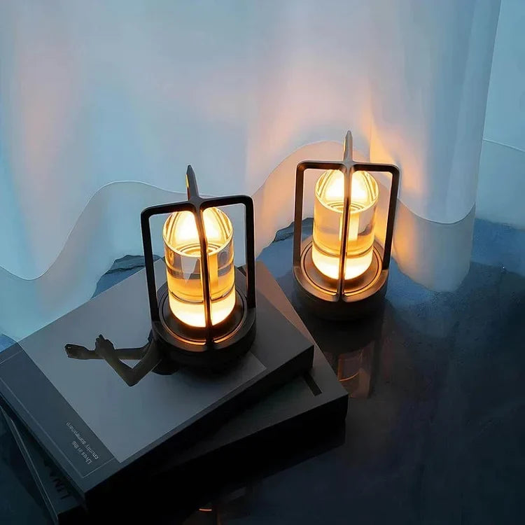 Vintage Rechargeable LED Table Lamp Touch Control Crystal Style