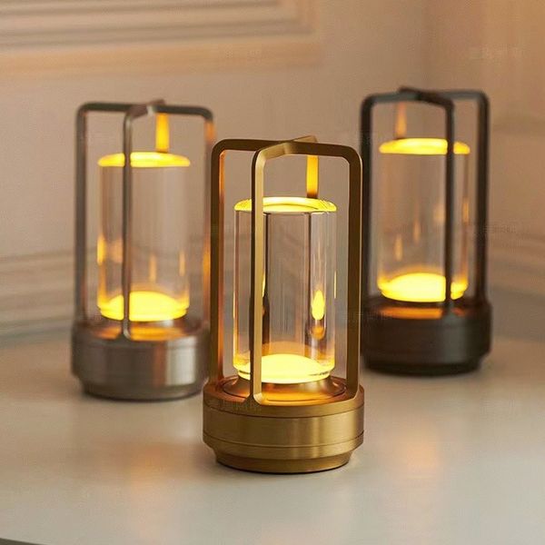 Vintage Rechargeable LED Table Lamp Touch Control Crystal Style