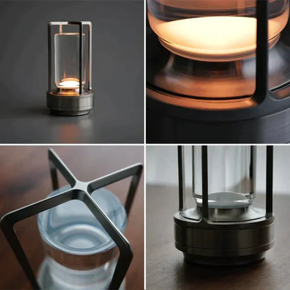 Vintage Rechargeable LED Table Lamp Touch Control Crystal Style
