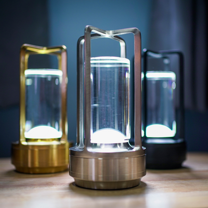 Vintage Rechargeable LED Table Lamp Touch Control Crystal Style