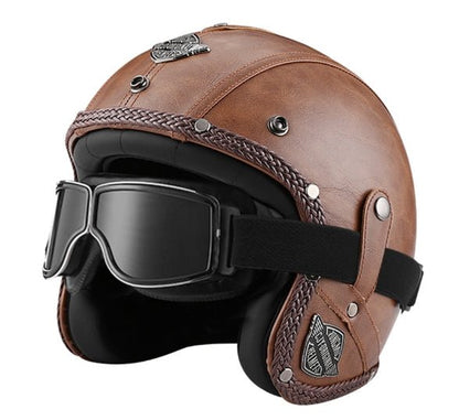 Vintage Scooter Helmet Faux Leather Classic Design