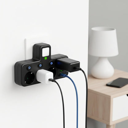 Vægmonteret stikdåse med USB- og USB C-opladningsporte