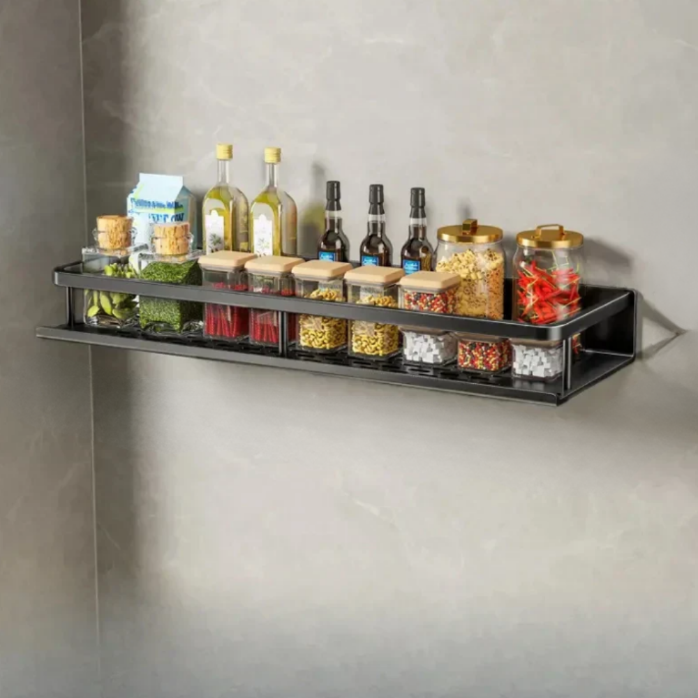 Wall Mounted Kitchen Storage Shelf Slim Organiser Spice Utensil Towel Holder