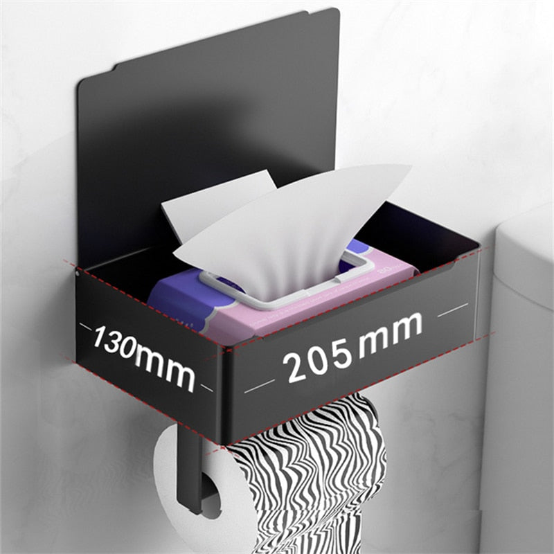Wall Mounted Toilet Paper Holder Storage Shelf Steel Organizer