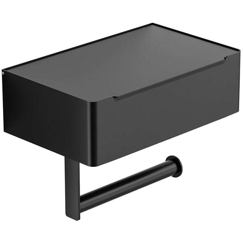 Wall Mounted Toilet Paper Holder Storage Shelf Steel Organizer