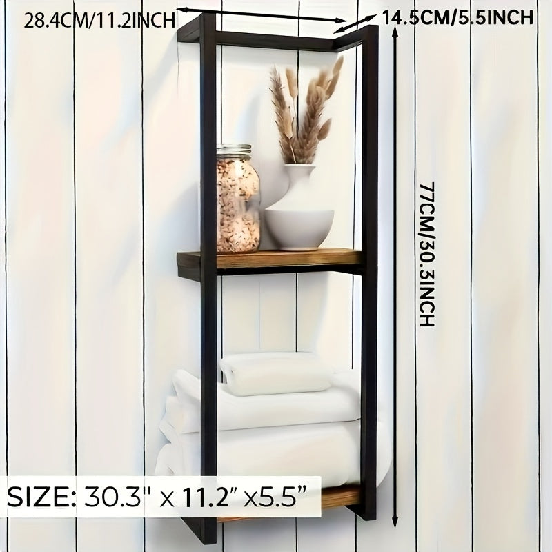 Wall Mounted Towel Rack Stainless Steel Space Saving Bathroom Storage Organizer