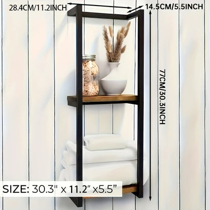 Wall Mounted Towel Rack Stainless Steel Space Saving Bathroom Storage Organizer