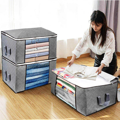 Wardrobe Storage Organizer Fabric Closet Box Transparent Front