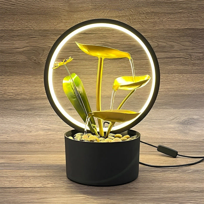Water Fountain Table Lamp LED Indoor Waterfall Lamp Relaxing Desk Decor for Home Office