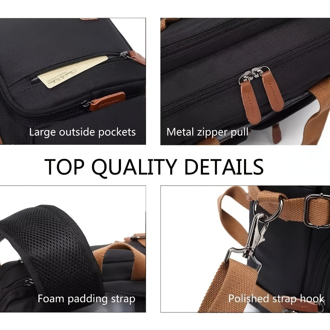Waterproof Convertible Backpack Shoulder Handbag Adjustable Straps Travel Work Bag