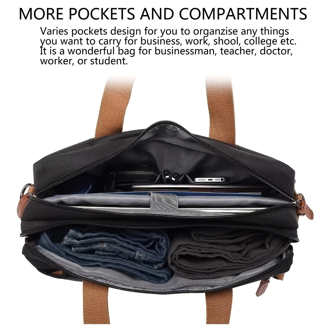 Waterproof Convertible Backpack Shoulder Handbag Adjustable Straps Travel Work Bag
