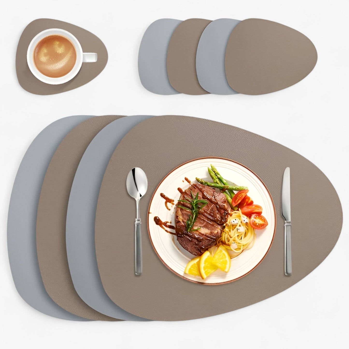 Waterproof Reversible Oval Pattern Table Placemats Non Slip Heat Resistant Dining Table Mats