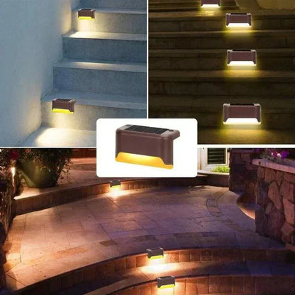 Waterproof Solar Outdoor Lights LED Step Pathway Garden Deck Lighting