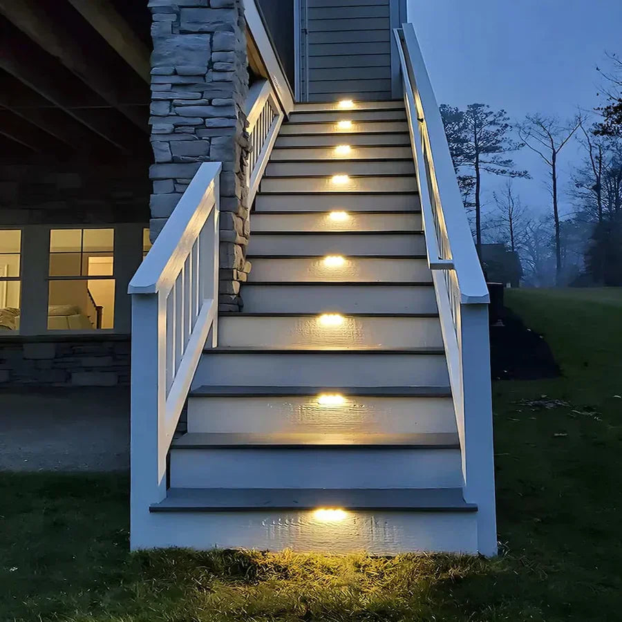 Waterproof Solar Outdoor Lights LED Step Pathway Garden Deck Lighting