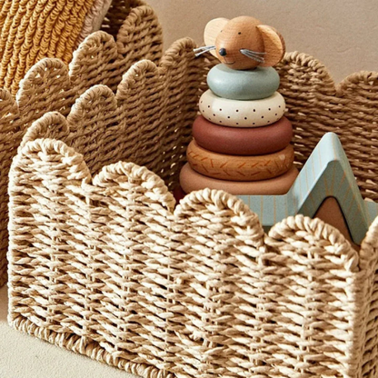 Wavy Edge Storage Basket Set Three Sizes Lightweight Home Organization Baskets