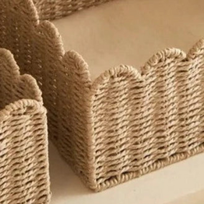 Wavy Edge Storage Basket Set Three Sizes Lightweight Home Organization Baskets