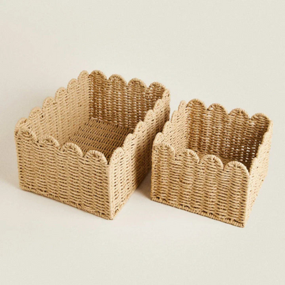 Wavy Edge Storage Basket Set Three Sizes Lightweight Home Organization Baskets