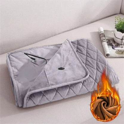 Wearable Heated Blanket Plush Fleece USB Powered Quilted Snap Button Throw Shawl
