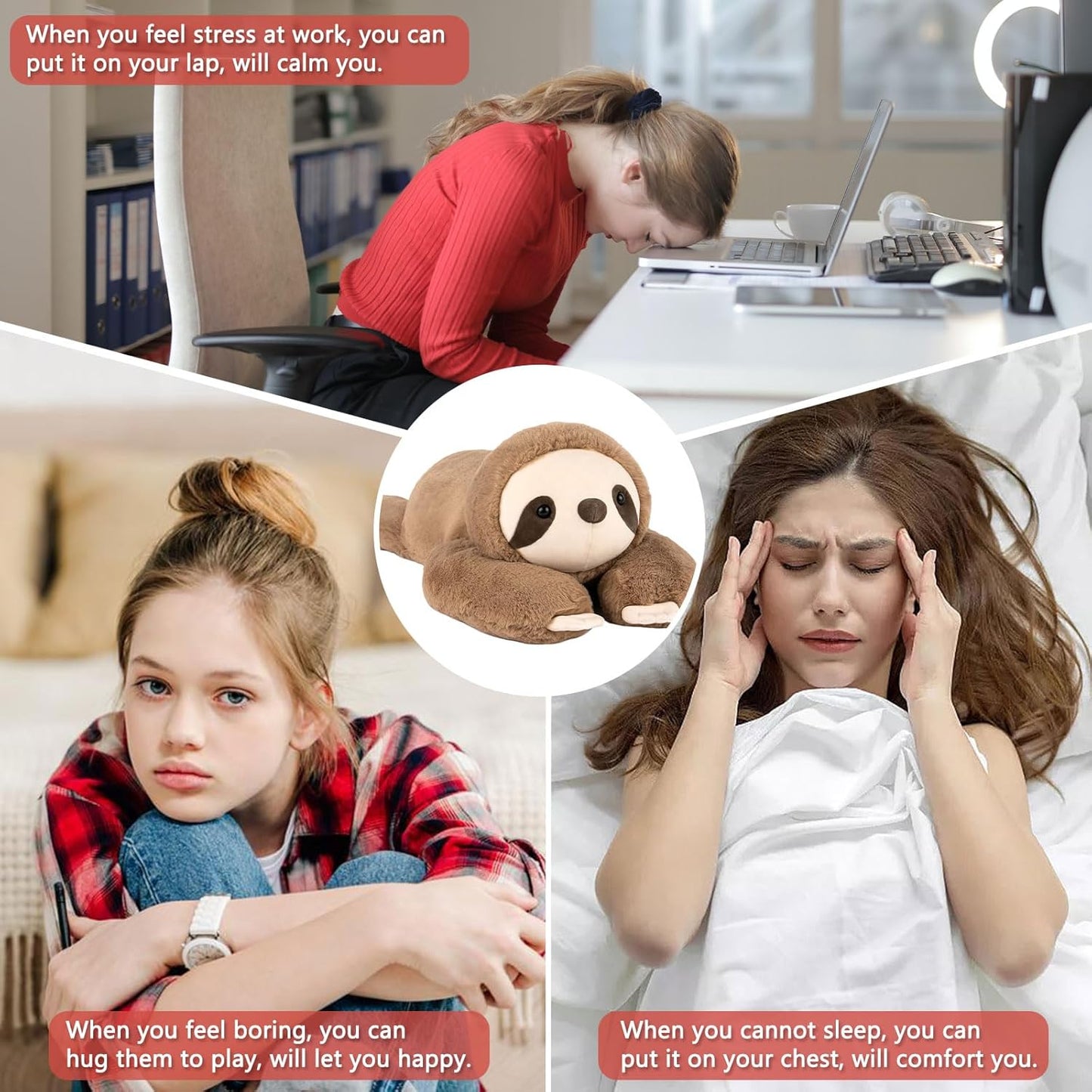 Weighted Sloth Plush Comfort Companion Reduces Stress and Promotes Deep Relaxation