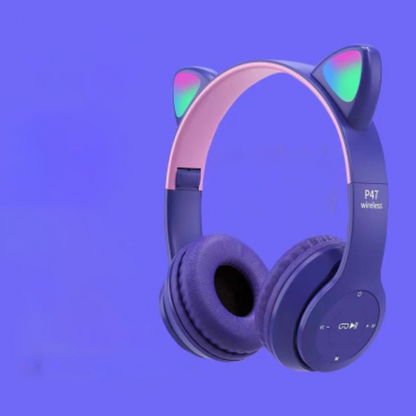 Wireless Bluetooth Cat Ear Headphones LED Gaming Headset With Microphone