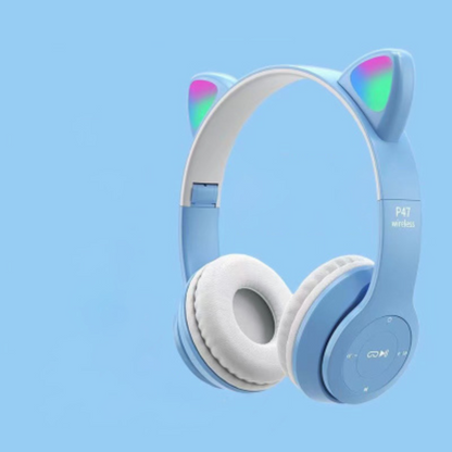 Wireless Bluetooth Cat Ear Headphones LED Gaming Headset With Microphone