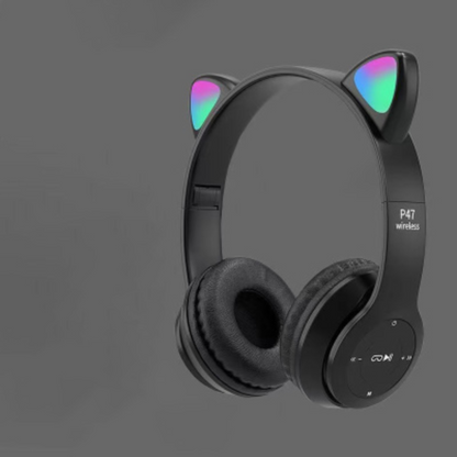 Wireless Bluetooth Cat Ear Headphones LED Gaming Headset With Microphone