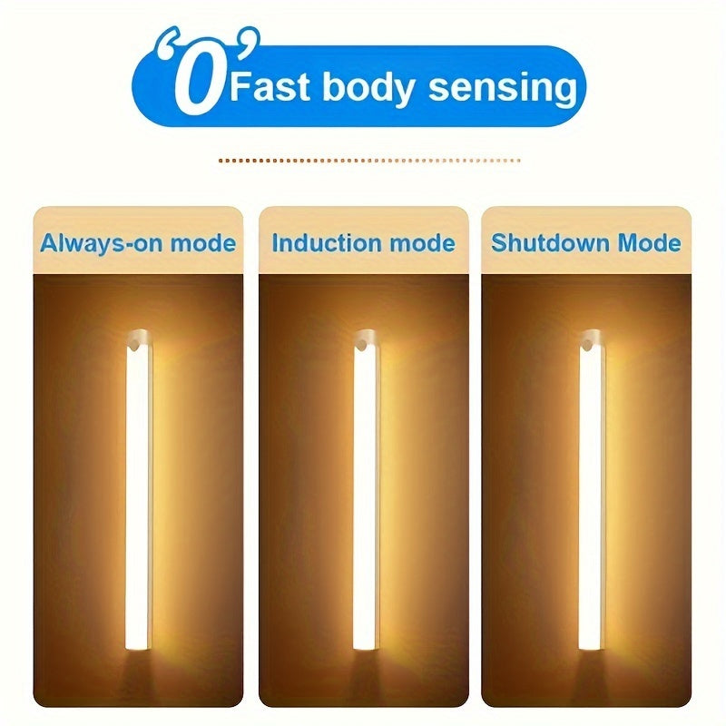Striscia LED senza fili con sensore di movimento, ricaricabile, per illuminazione di interni, armadi e guardaroba