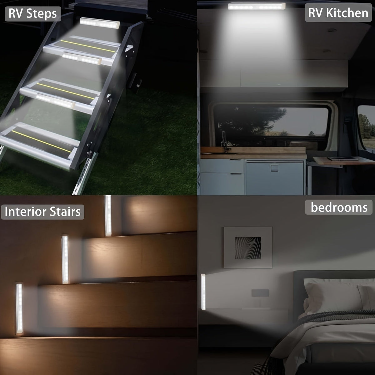 Striscia LED senza fili con sensore di movimento, ricaricabile, per illuminazione di interni, armadi e guardaroba