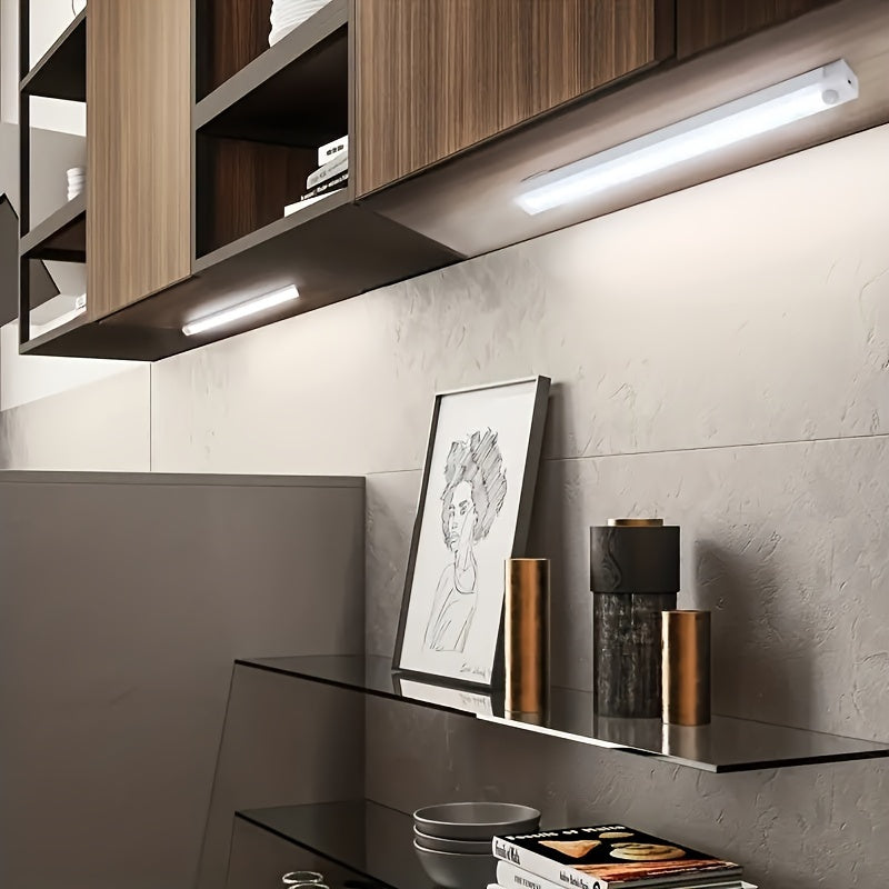 Striscia LED senza fili con sensore di movimento, ricaricabile, per illuminazione di interni, armadi e guardaroba