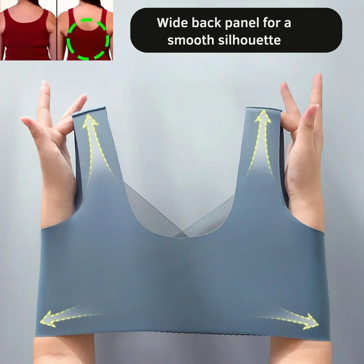 Wireless Push Up Bra with Removable Pads and Wide Straps