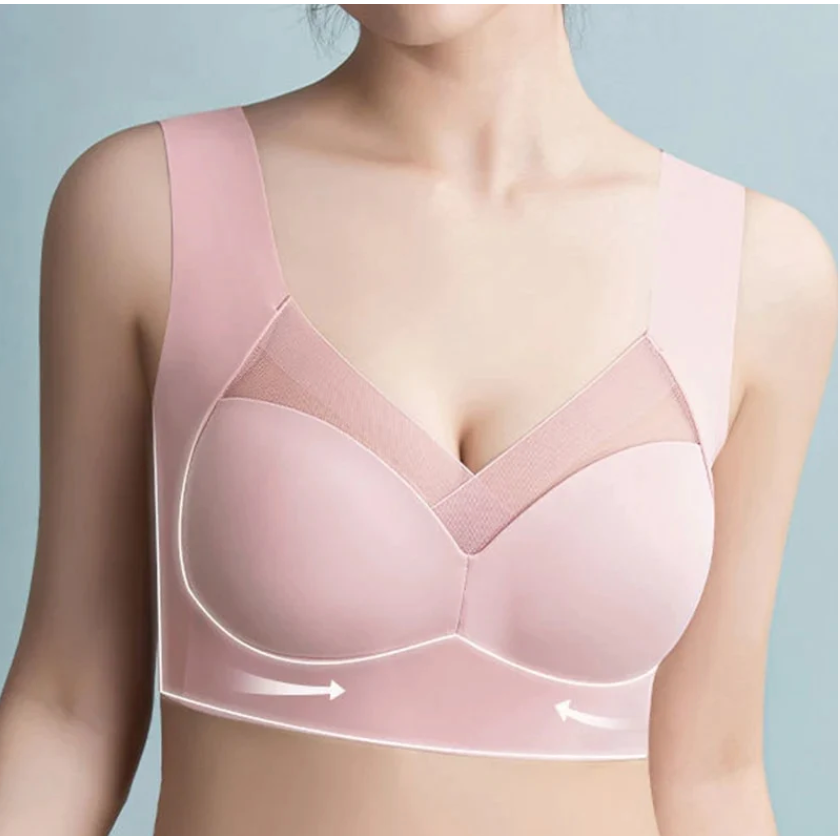 Wireless Push Up Bra with Removable Pads and Wide Straps