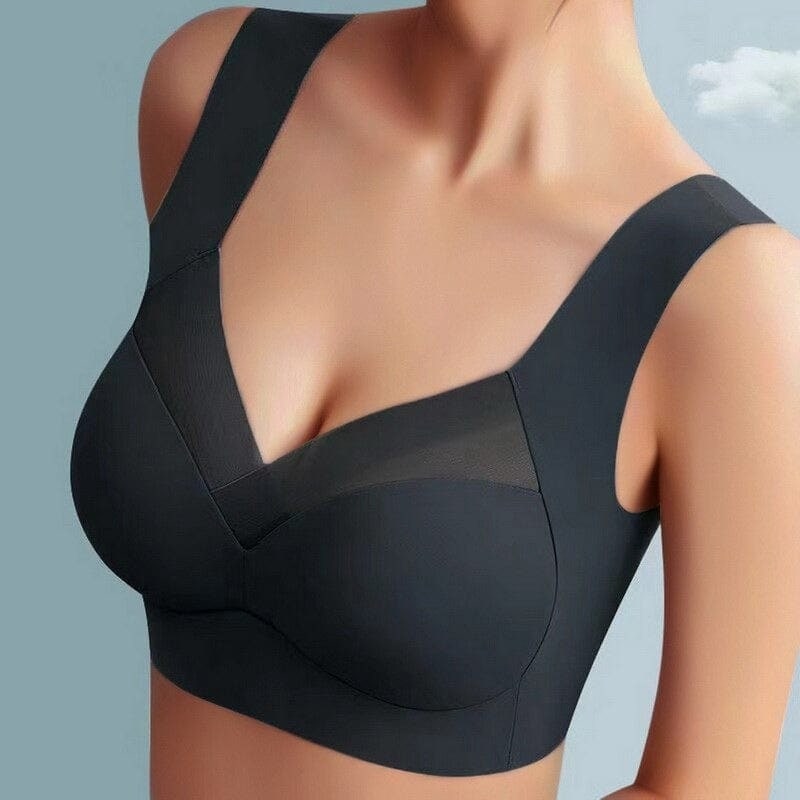 Wireless Push Up Bra with Removable Pads and Wide Straps