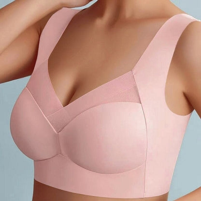 Wireless Push Up Bra with Removable Pads and Wide Straps