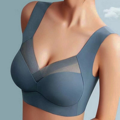 Wireless Push Up Bra with Removable Pads and Wide Straps