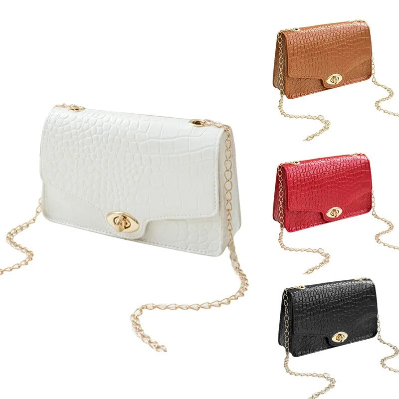 Women Large Capacity Handbag Buckle Detail Adjustable Strap Shoulder Crossbody Bag