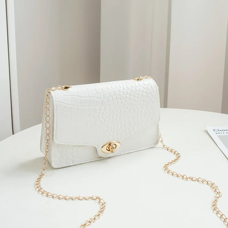 Women Large Capacity Handbag Buckle Detail Adjustable Strap Shoulder Crossbody Bag