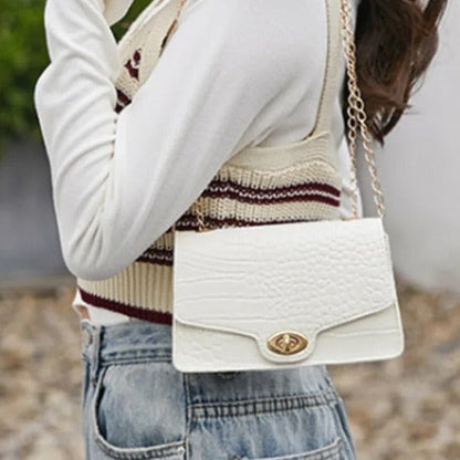 Women Large Capacity Handbag Buckle Detail Adjustable Strap Shoulder Crossbody Bag
