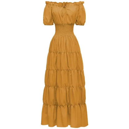 Women's Boho Maxi Dress Off Shoulder A Line Summer Party Outfit