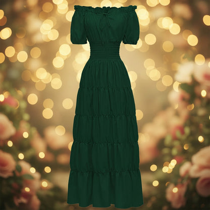 Women's Boho Maxi Dress Off Shoulder A Line Summer Party Outfit