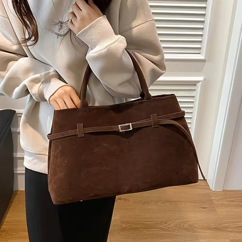 Women's Buckle Design Handbag Large Capacity Lightweight Shoulder Bag