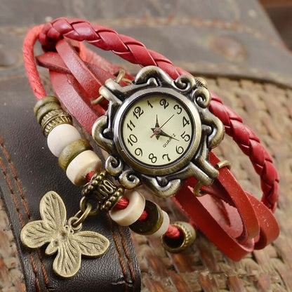 Women's Butterfly Bracelet Watch Multi Layer Strap Analog Dial