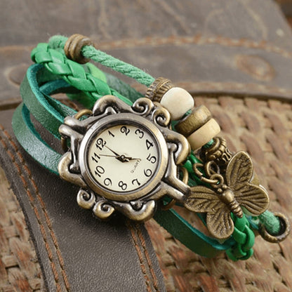 Women's Butterfly Bracelet Watch Multi Layer Strap Analog Dial