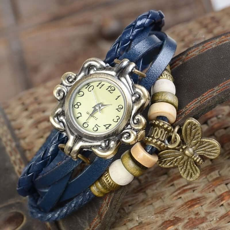 Women's Butterfly Bracelet Watch Multi Layer Strap Analog Dial
