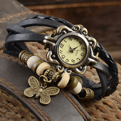 Women's Butterfly Bracelet Watch Multi Layer Strap Analog Dial