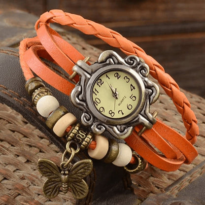 Women's Butterfly Bracelet Watch Multi Layer Strap Analog Dial