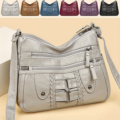 Women’s Crossbody Shoulder Bag Large Capacity Handbag with Multiple Zipper Pockets