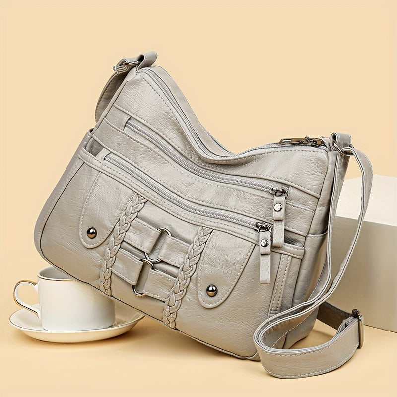Women’s Crossbody Shoulder Bag Large Capacity Handbag with Multiple Zipper Pockets