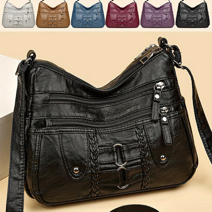 Women’s Crossbody Shoulder Bag Large Capacity Handbag with Multiple Zipper Pockets