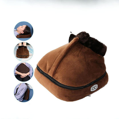 Women's Electric Foot Massager Heated Shiatsu Vibration Plush Warmer Spa Relaxation